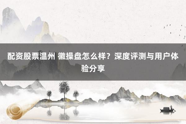 配资股票温州 徽操盘怎么样？深度评测与用户体验分享