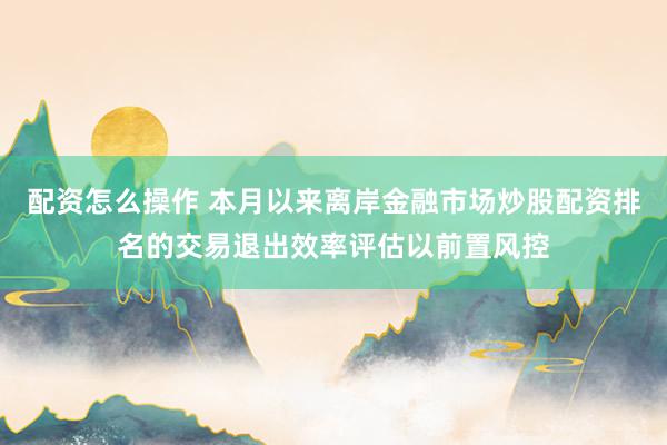 配资怎么操作 本月以来离岸金融市场炒股配资排名的交易退出效率评估以前置风控
